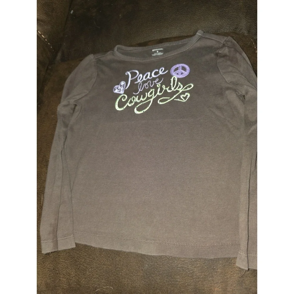 Gymboree cowgirls at heart peace love cowgirls size 6 brown top long sleeve